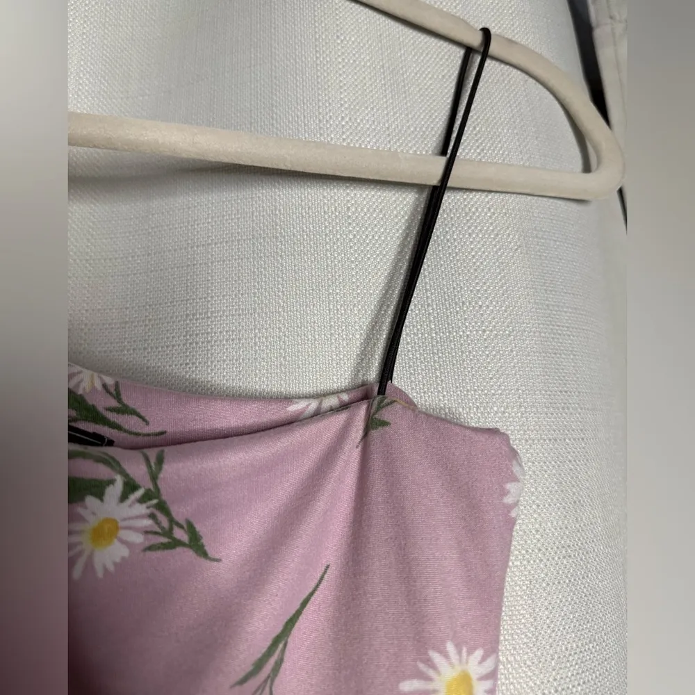 VIBE Sportswear Lilac Purple Floral One Shoulder Bodysuit Medium - Image 5