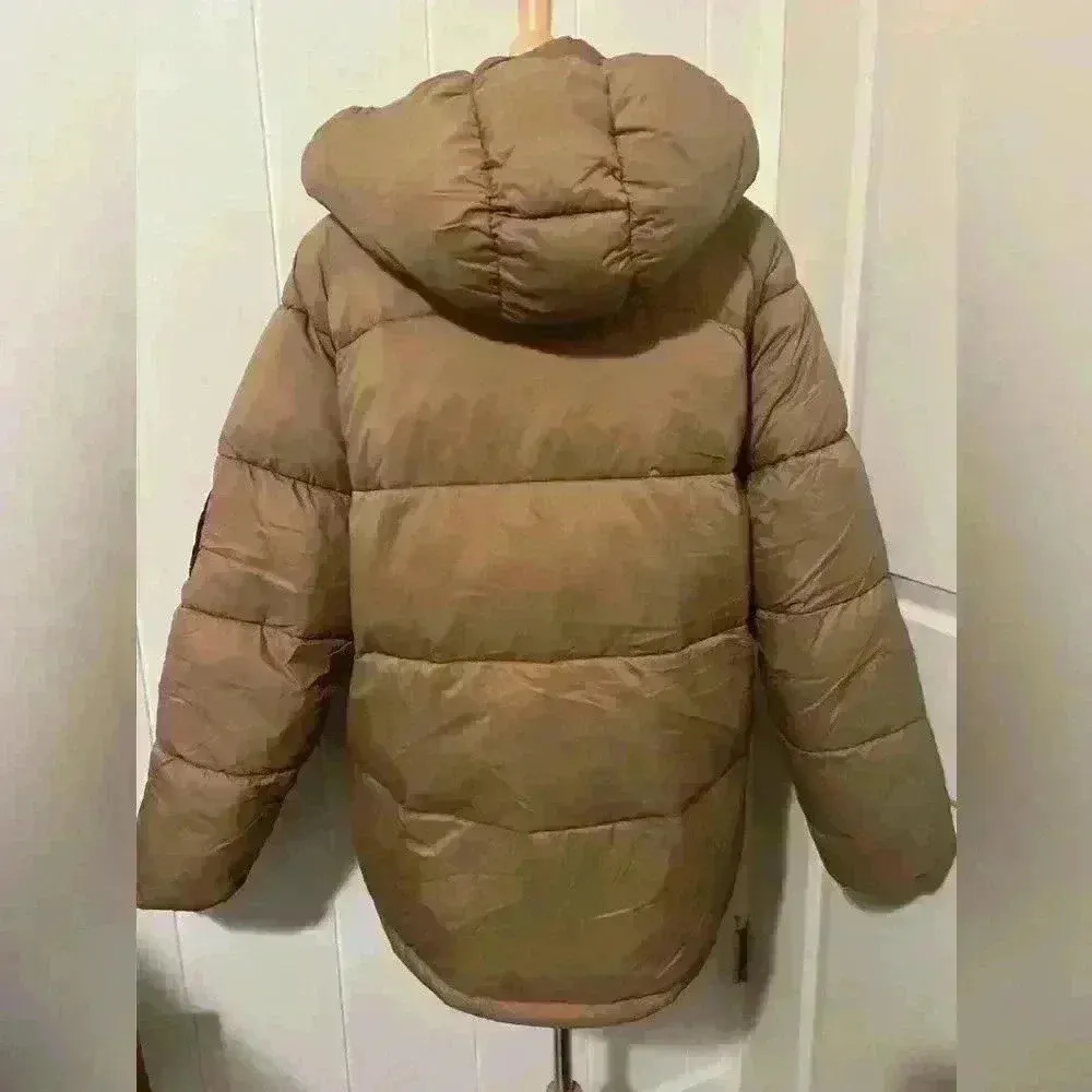 Iets Frans Thermore Insulated Puffer Jacket Large Removable Hood $124 Nordstrom Brown - Image 2