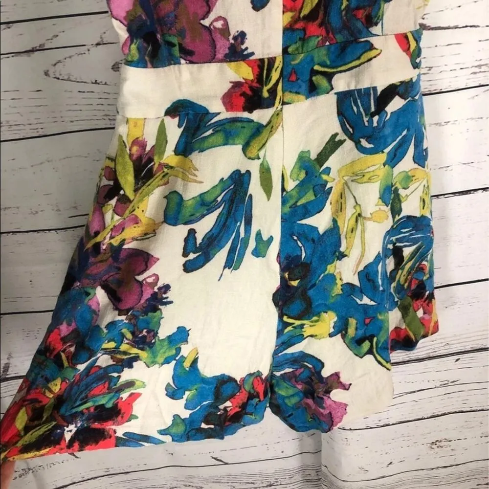 Rachel Roy Womens Floral Blue open back Romper Jumpsuit size 4 - Image 7