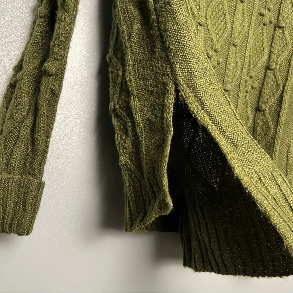 NWT Gretchen Scott Knot Enough Chunky Cable Knit Sweater Olive Green Women’s XS - Image 7