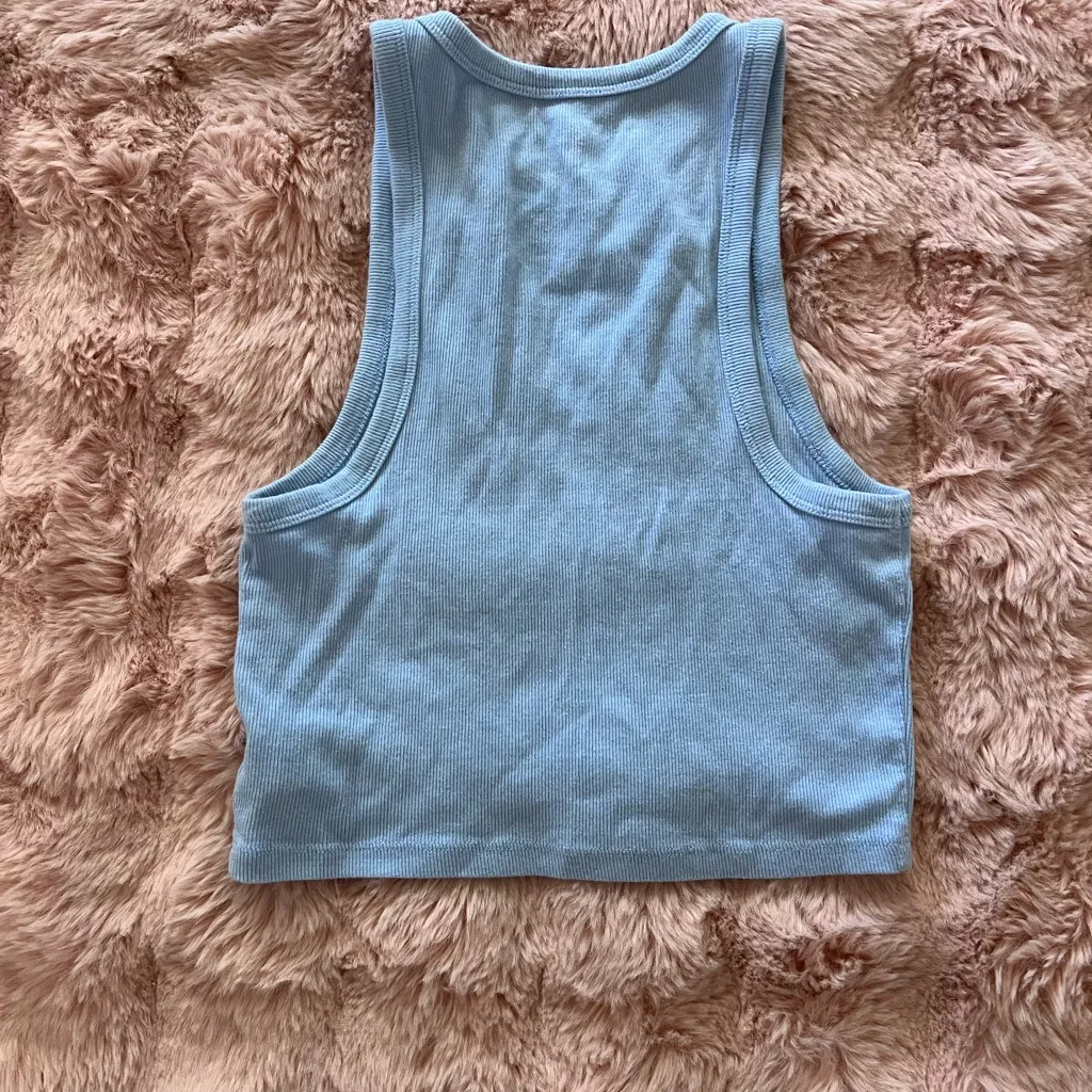 Aeropostale Light Blue Tank Top Crop DUMP HIM - Image 4