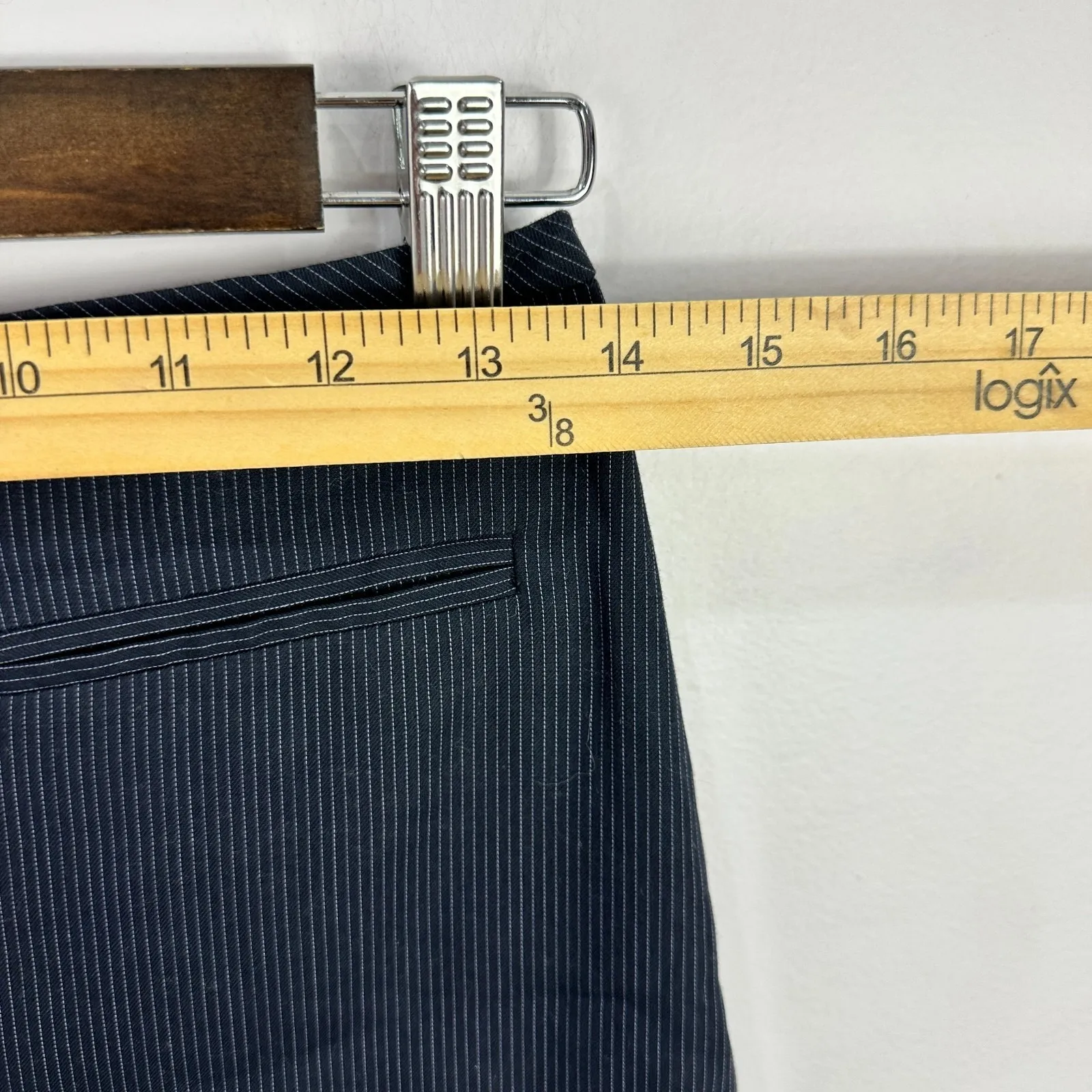 Ann Taylor Pinstripe Pencil Skirt 4P Blue Office Parisian Chic Quiet Luxury - Image 4