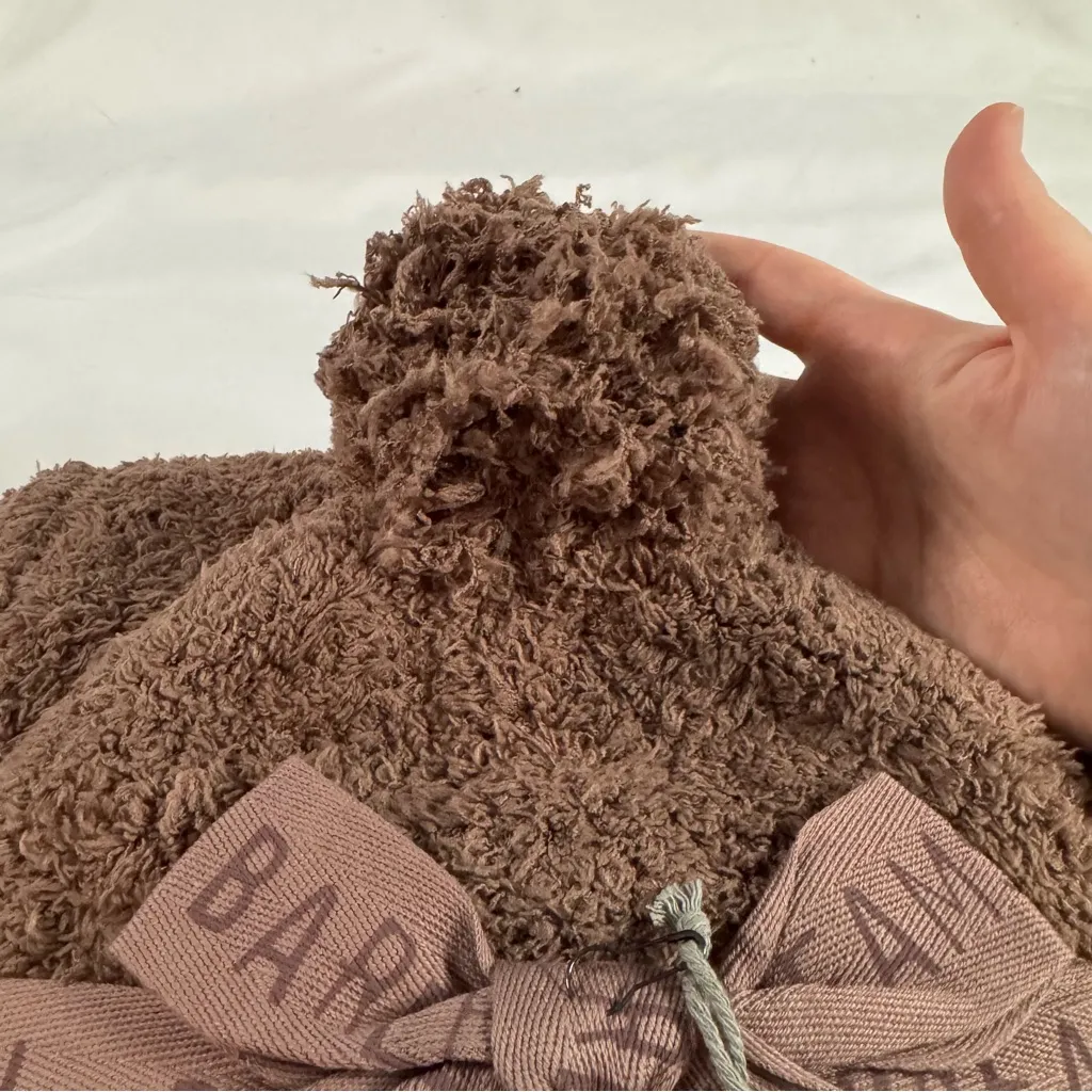 NWT Barefoot Dreams CozyChic PomPom Knit Beanie and Scarf Set Chestnut Brown - Image 3