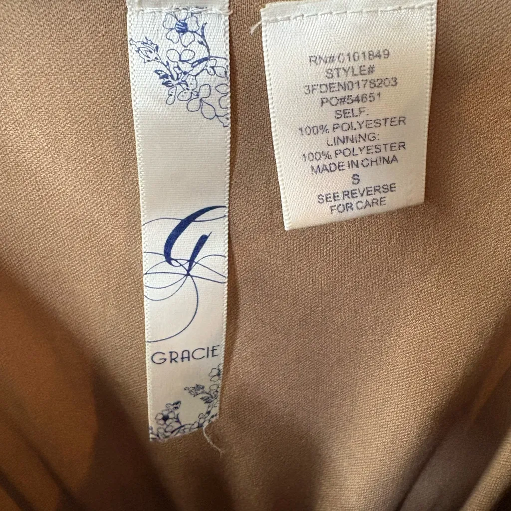 Grace Women’s Small Brown Gold Silver Sequin Chevron Herringbone Tan - Image 2