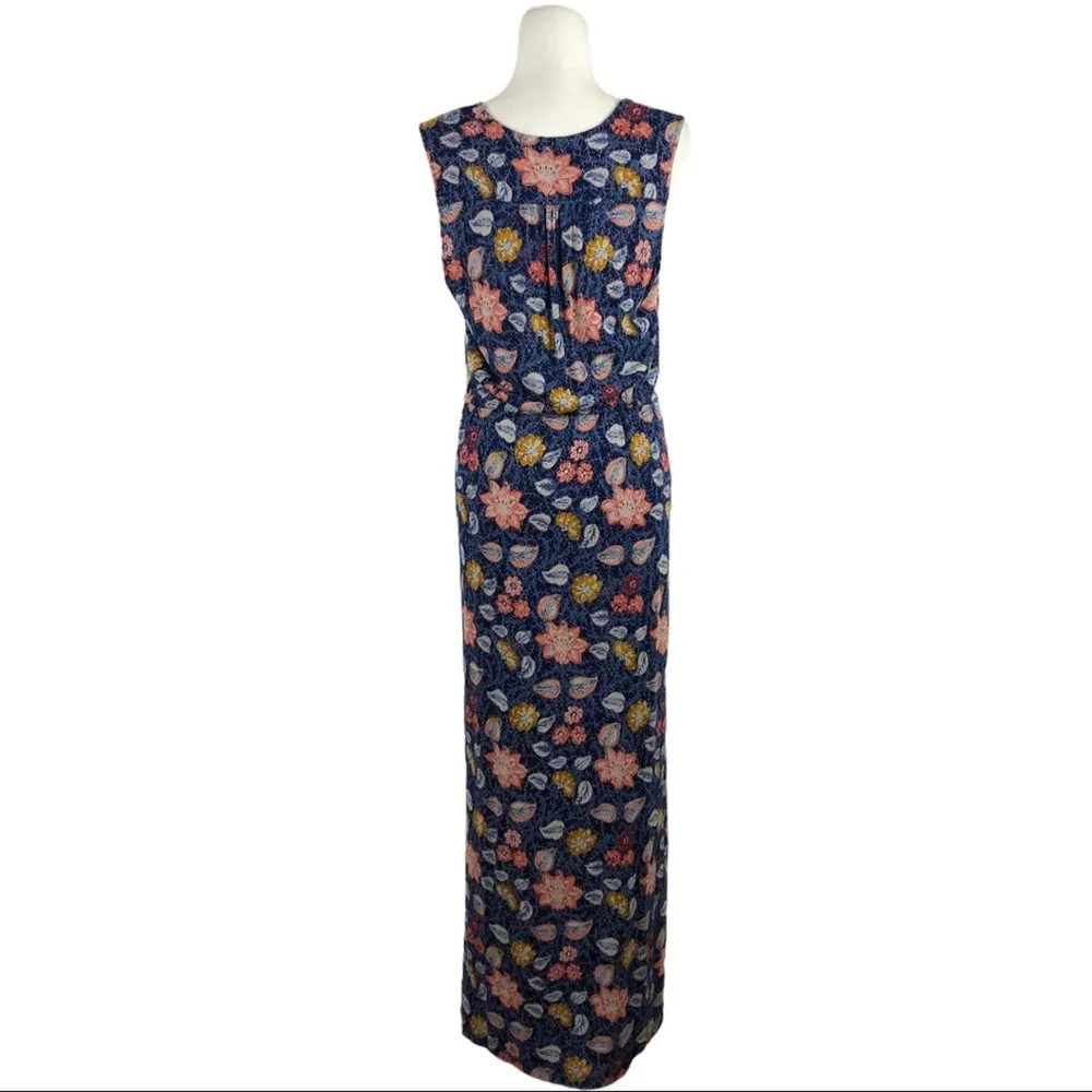 Lucky Brand Floral Batik Print A-Line Maxi Dress SZ Large Bohemian Summer Beach - Image 11