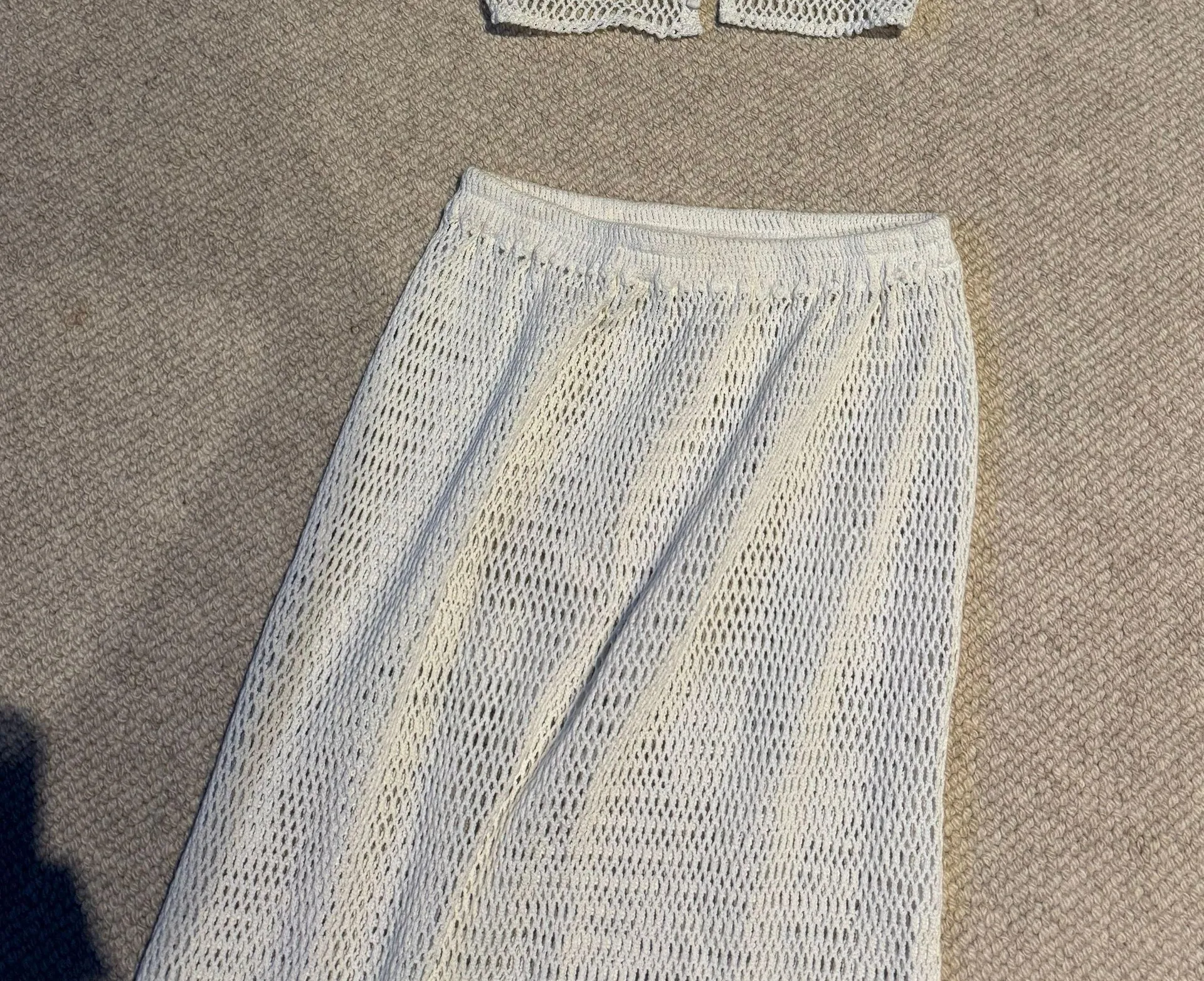 Toya Women’s White Mesh Front Tie Tank Top Maxi Skirt Set - Image 3