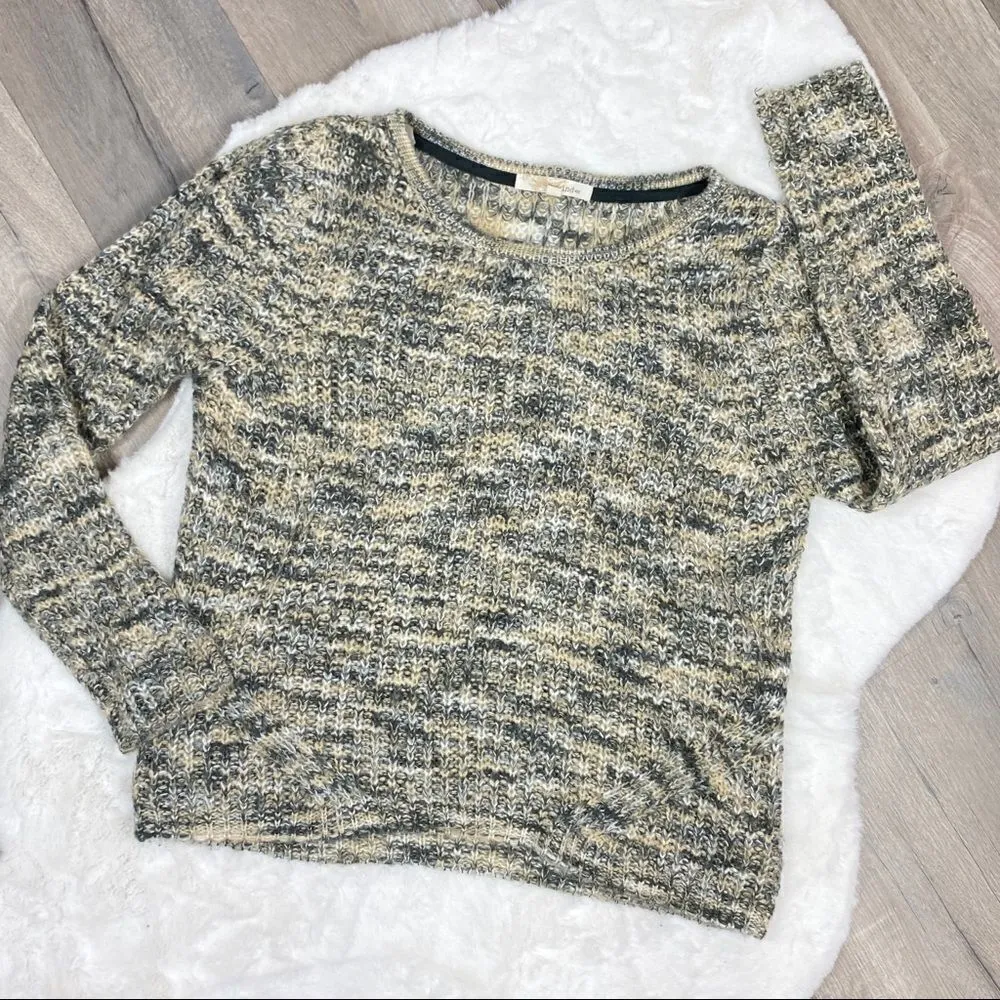Rewind Marbled Loose Weave Sweater Gray Tan Medium Pullover - Image 9