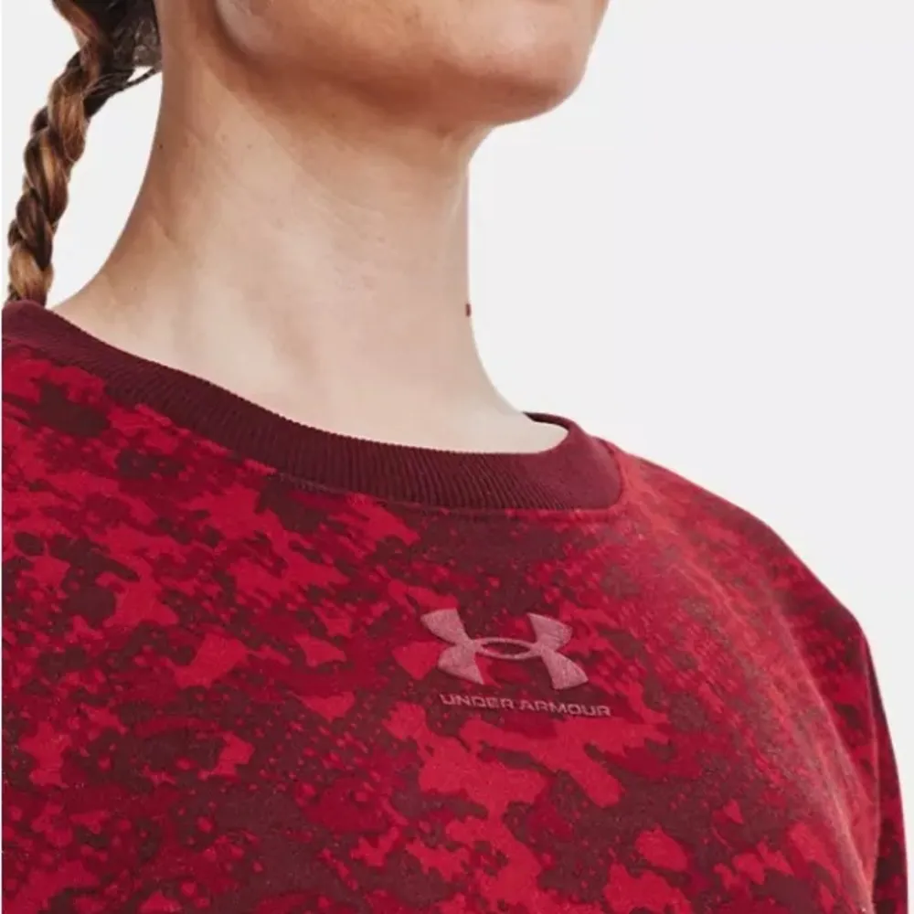 NWT Women's Under Armour  Rival Fleece Camo Crew in Chestnut Red - 690 - Image 4