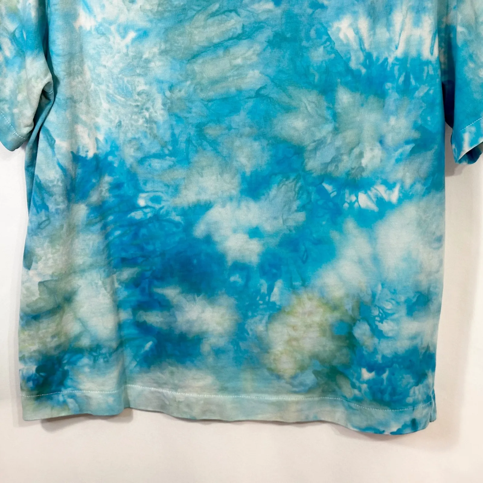 H&M Small Top Handmade Blue Tie Dye Short Sleeve Crew Neck T-Shirt Festival‎ 474 - Image 10