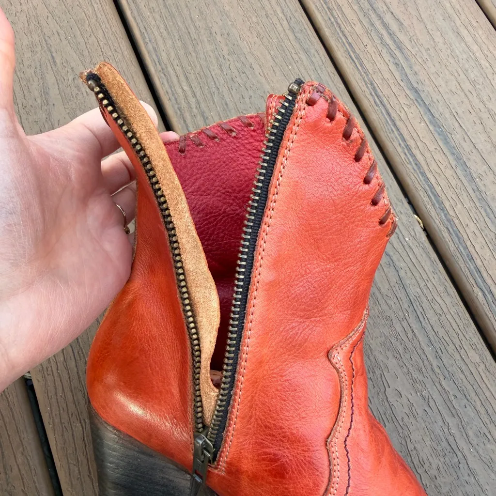 BED|STU Baila II Leather Western Ankle Boots Red Size 7.5 - Image 11