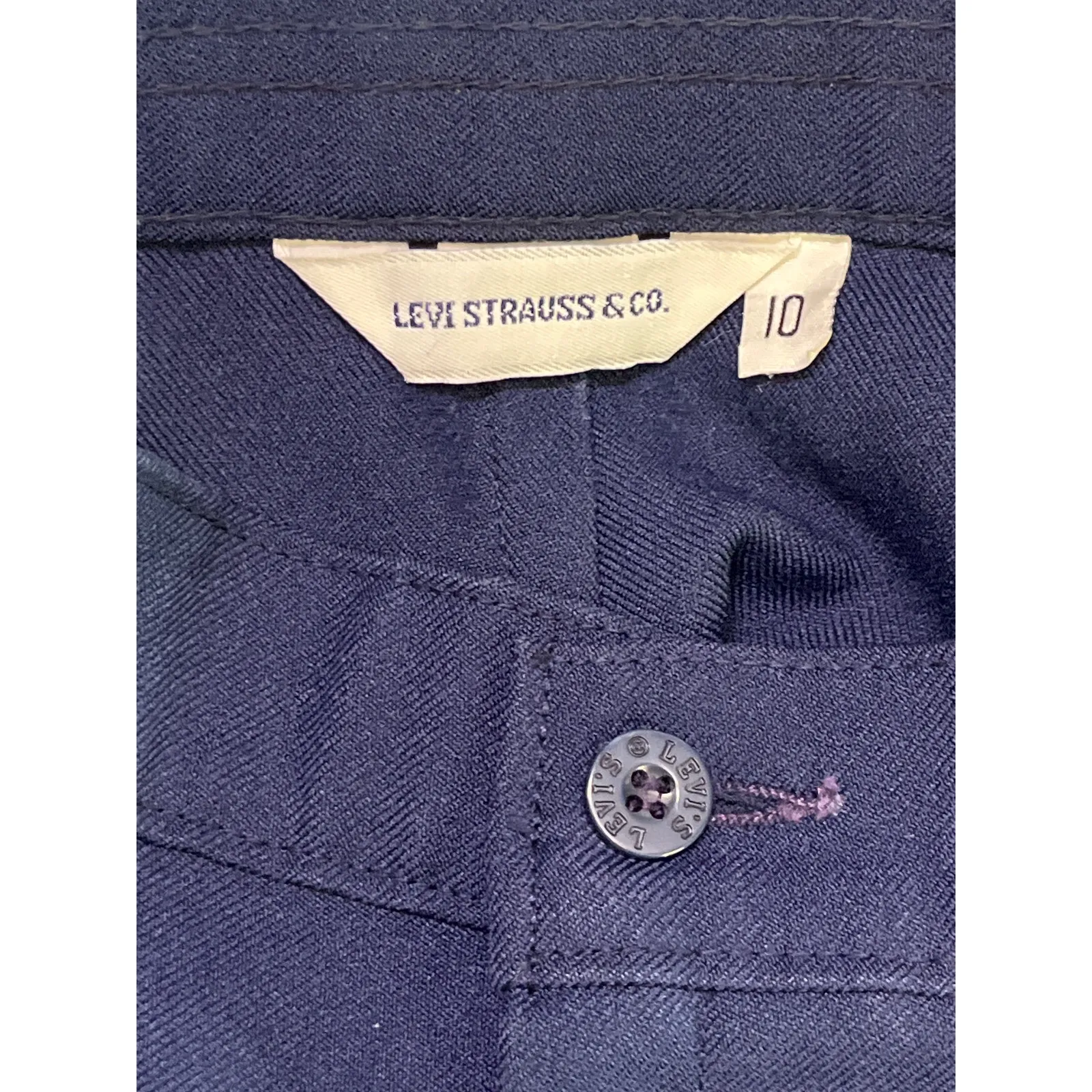 Vintage 70s 80s Levi’s Womens Navy Trouser Size 10 Flat Front Straight Leg Pants - Image 5