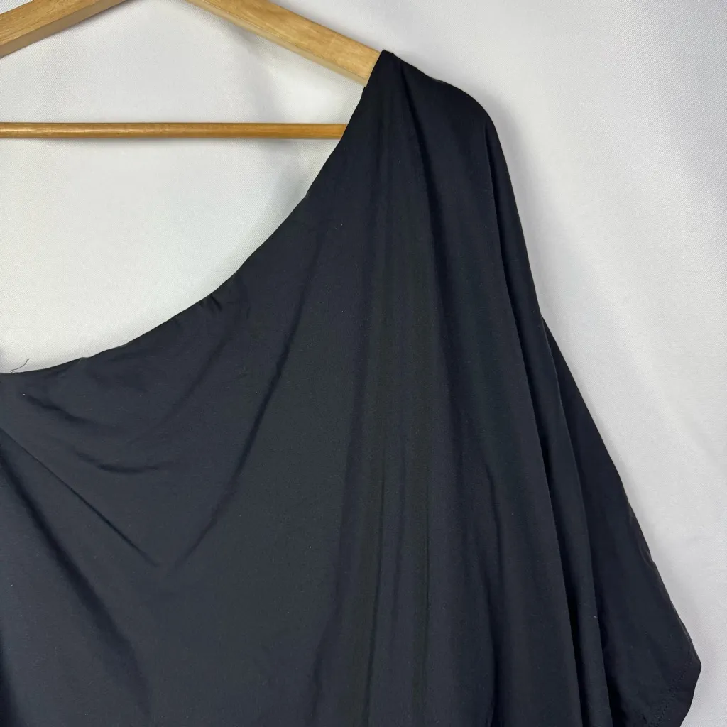 Boutique Main Strip Black One Shoulder Drape Mini Dress L - Image 3