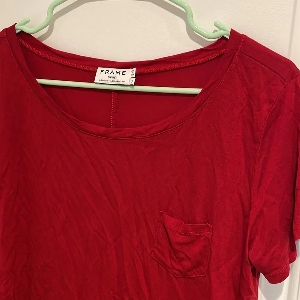 FRAME denim red crop top shirt small - Image 5