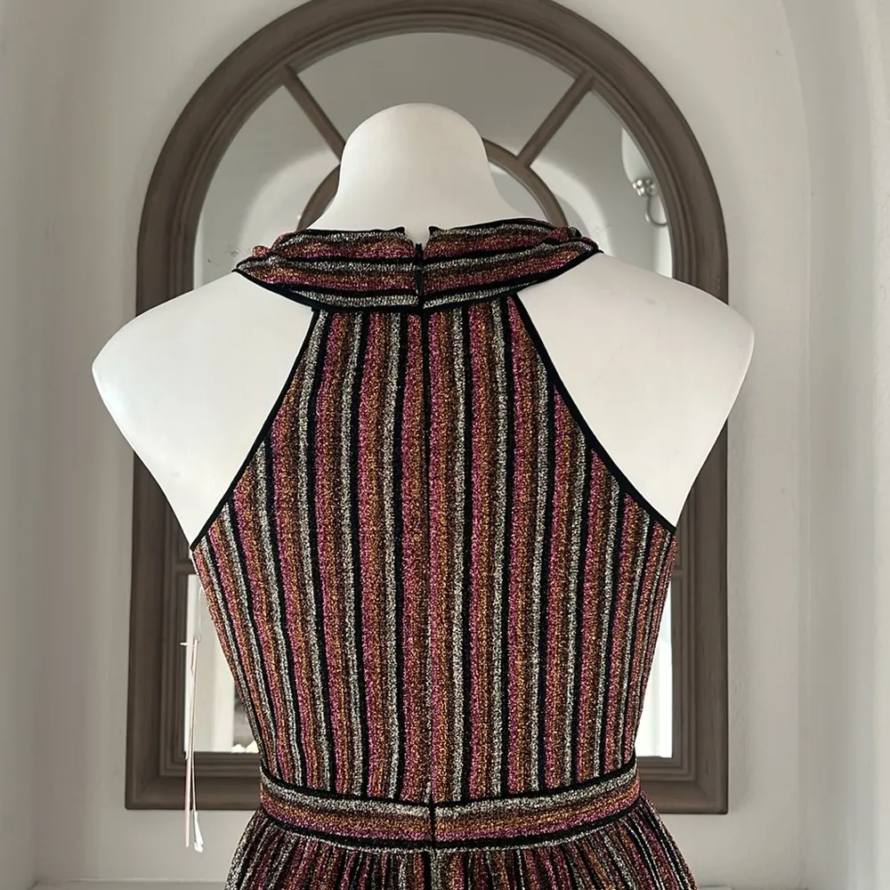 Aqua Striped Metallic Gown in Black Multi, Size XS New w/Tag Retail $298 - Image 7