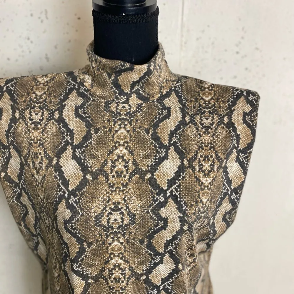 #138 WATERMELON Snake Print 90’s Mini Dress Brown - Image 6