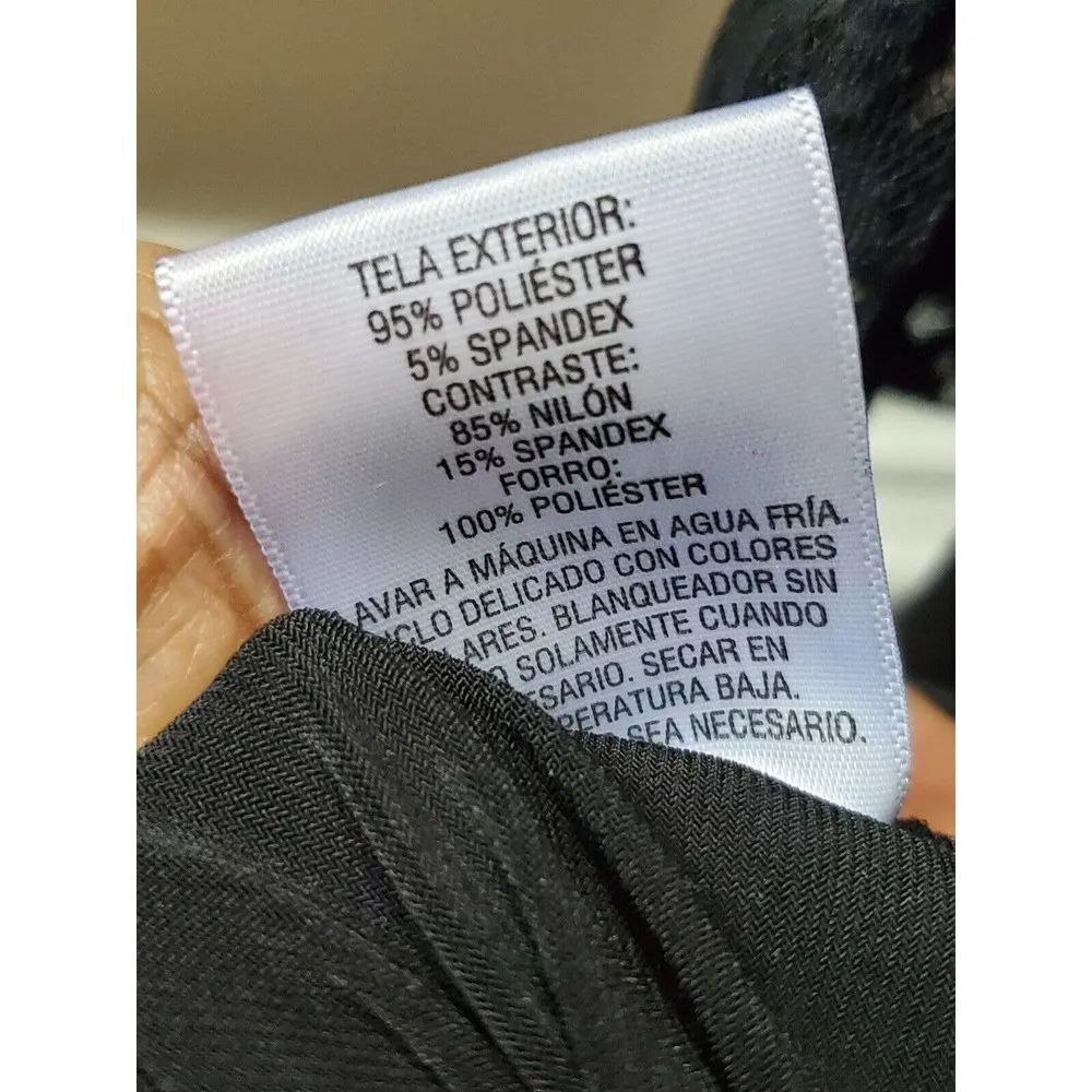 Thalia Sodi Black Solid Polyester V-Neck Lace Long Sleeve Knee Length Dress L/G - Image 11