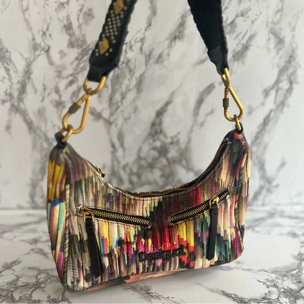 Desigual  Canvas Handbag Multi Color Studded Bag Small - Image 11
