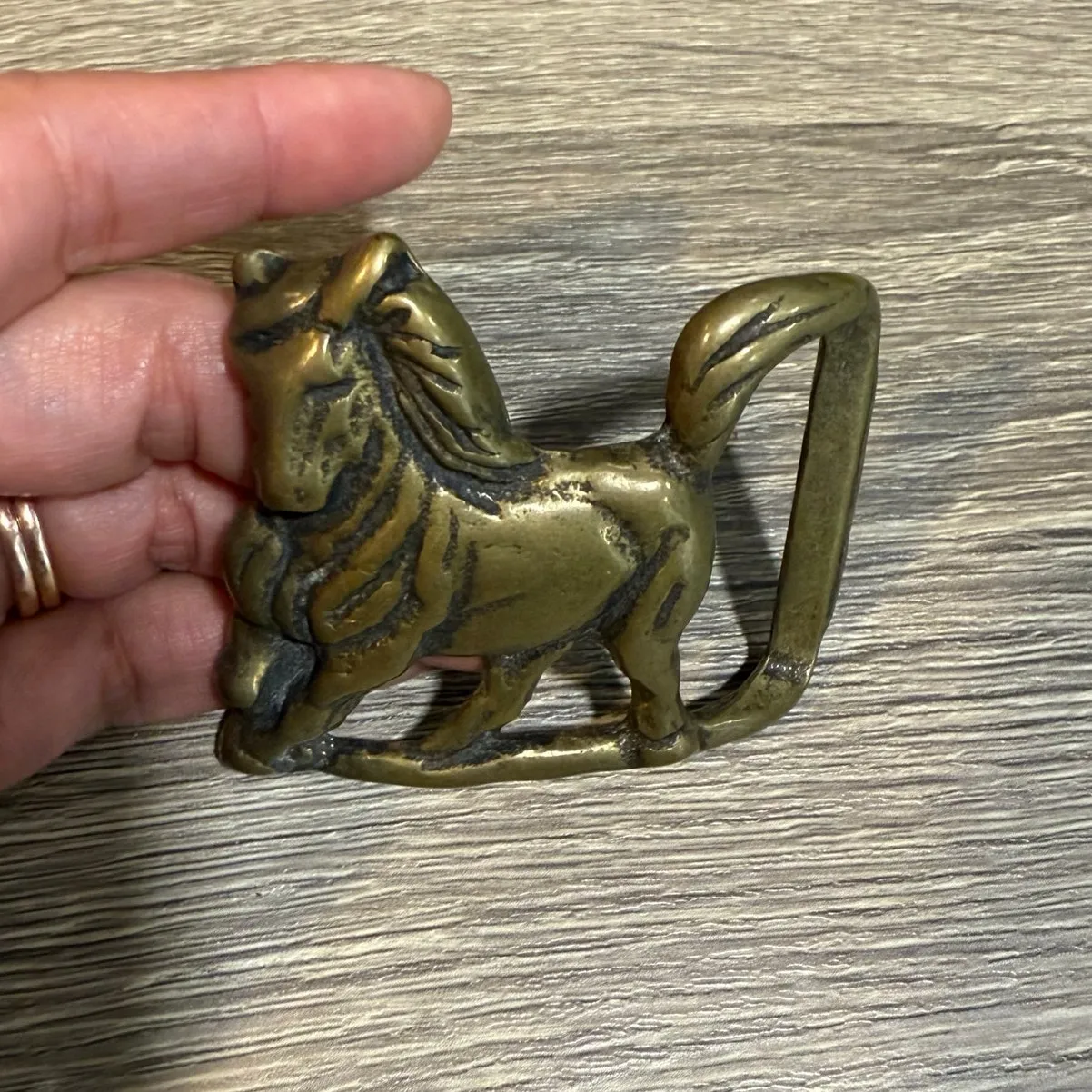 Trinity Buckle Co. Solid Brass Vintage Horse Stallion Belt Buckle Gold - Image 3