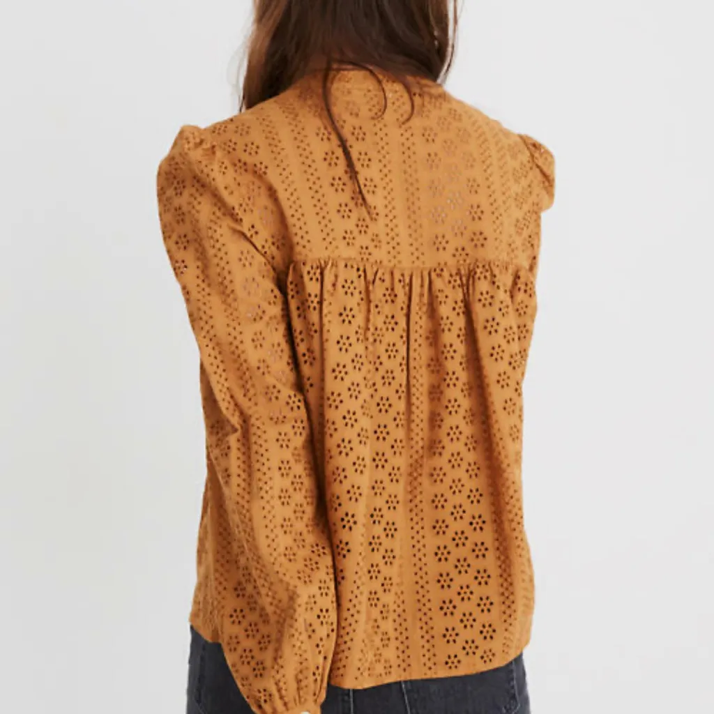 Madewell Double Tie Eyelit peasant blouse size M - Image 2
