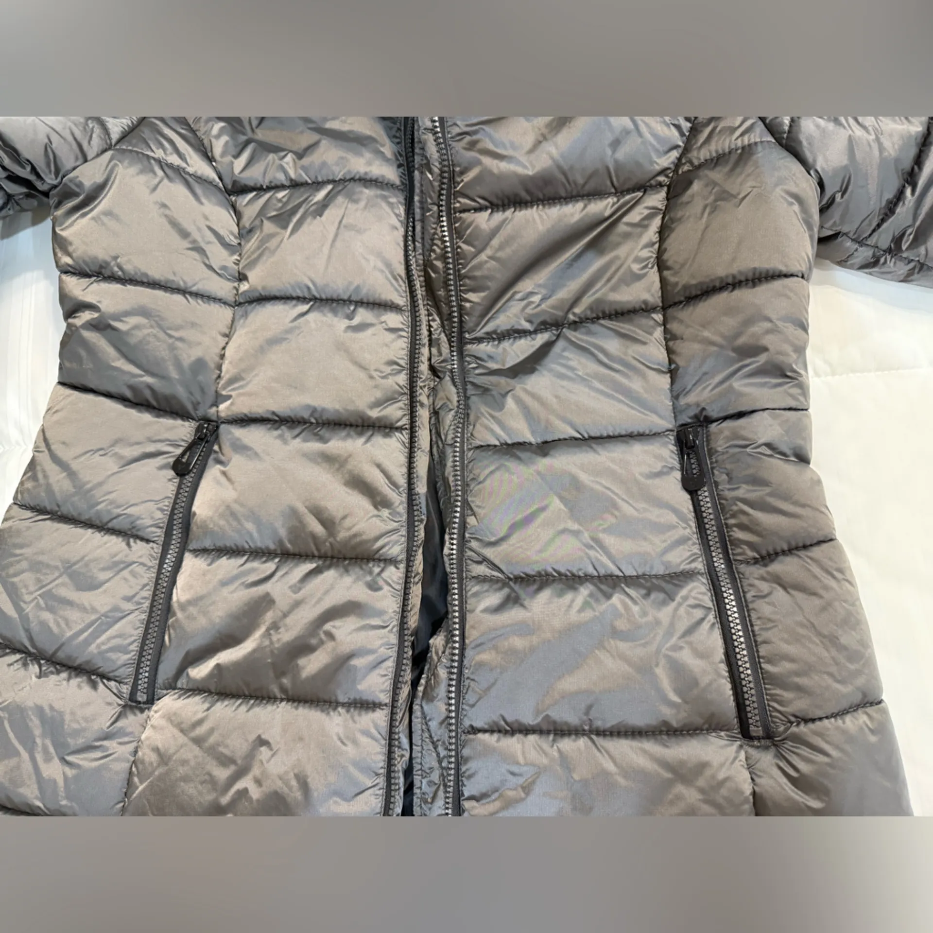 Noise Outerwear Co Women's Gray Mid Length Puffer Jacket with Hood Size XL - Image 10