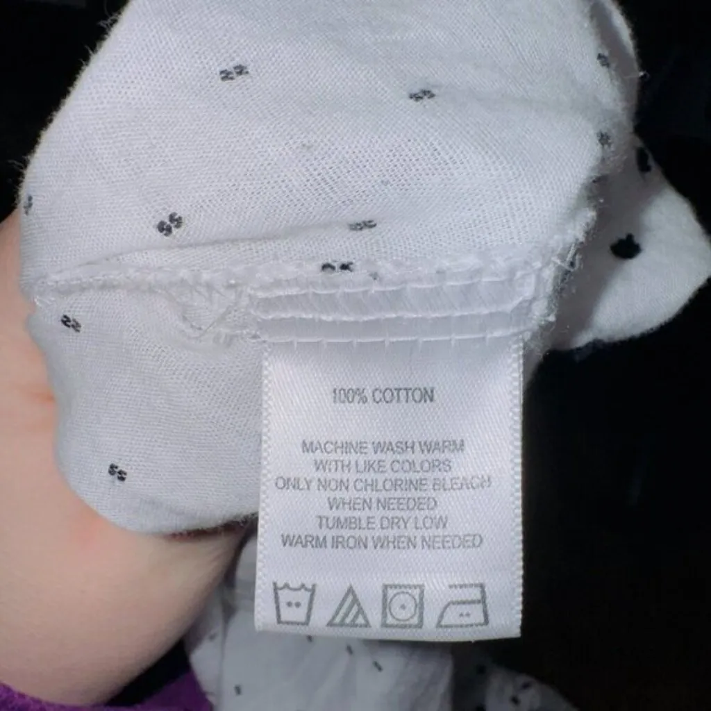 Fox Croft Women's 4 White Black Polka Dot Long Sleeve Button Up Cotton Shirt - Image 8