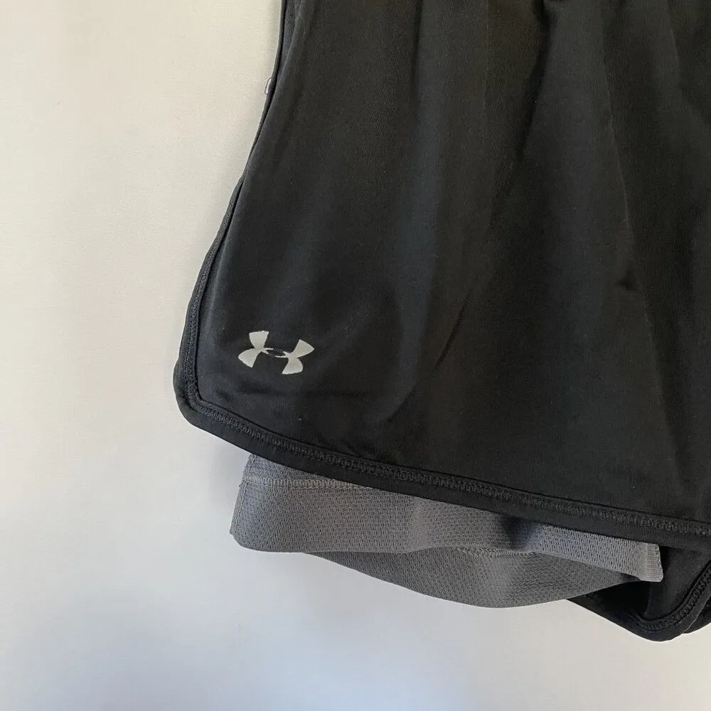Under Armour black gray workout athletic shorts sports built in under shorts XS - Image 2