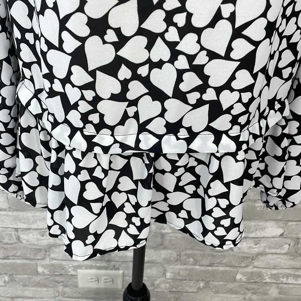 Pleione Black And White Heart Blouse - Image 3