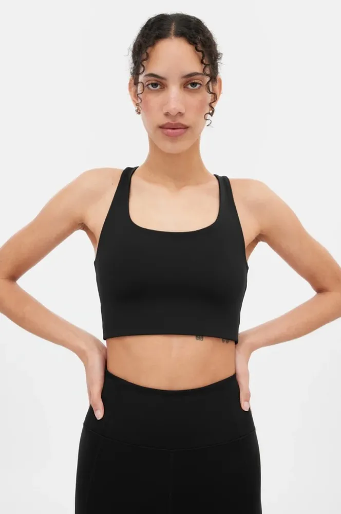 Girlfriend Collective Paloma Longline Racerback Black Sports Bra Size XS - Image 1