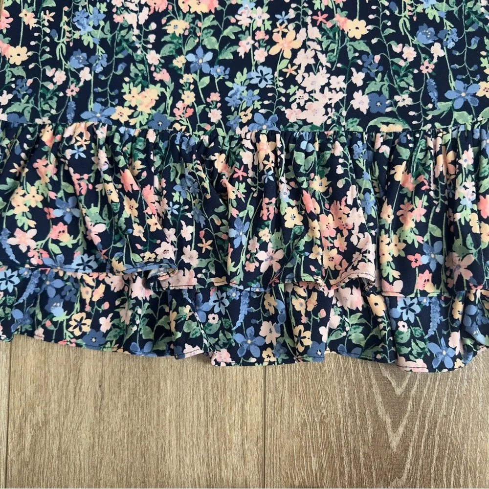 Tommy Hilfiger Size 10 Floral Printed Flutter Sleeve Tiered Ruffle Trim Dress - Image 9