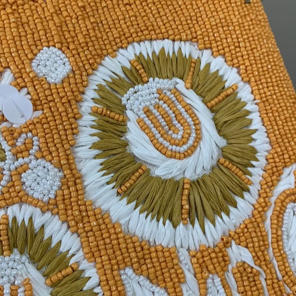 Sun Beaded/Embroidered Floral Yellow/Green/White Bag Yellow - Image 2