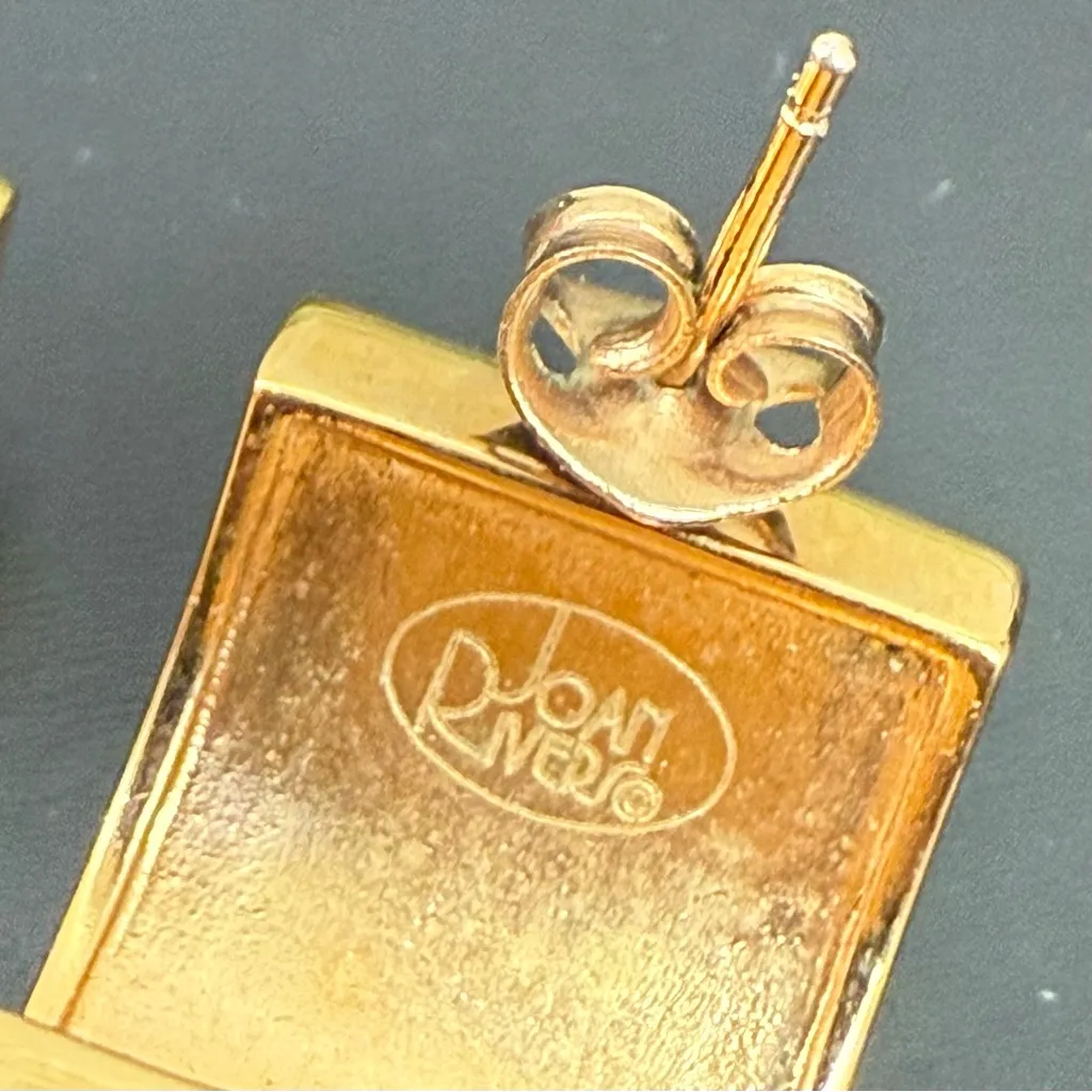 Retired JOAN RIVERS Yellow Enamel Gold-tone Pave Crystals Half Hoop Earrings - Image 12