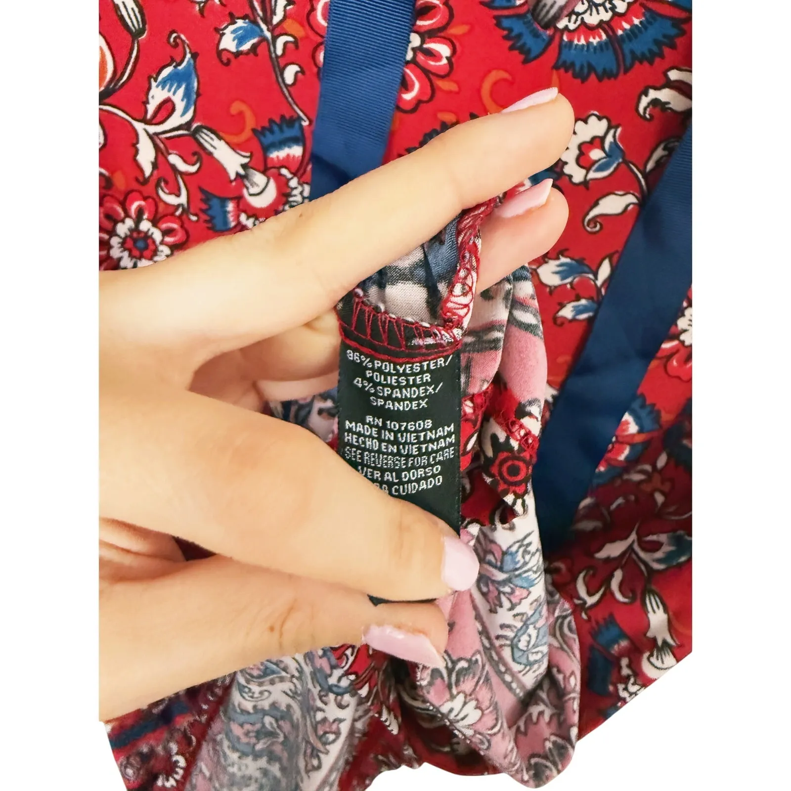 Madison Leigh Paisley Bow Short Sleeve Shift Dress Size 12 Red Holiday - Image 6