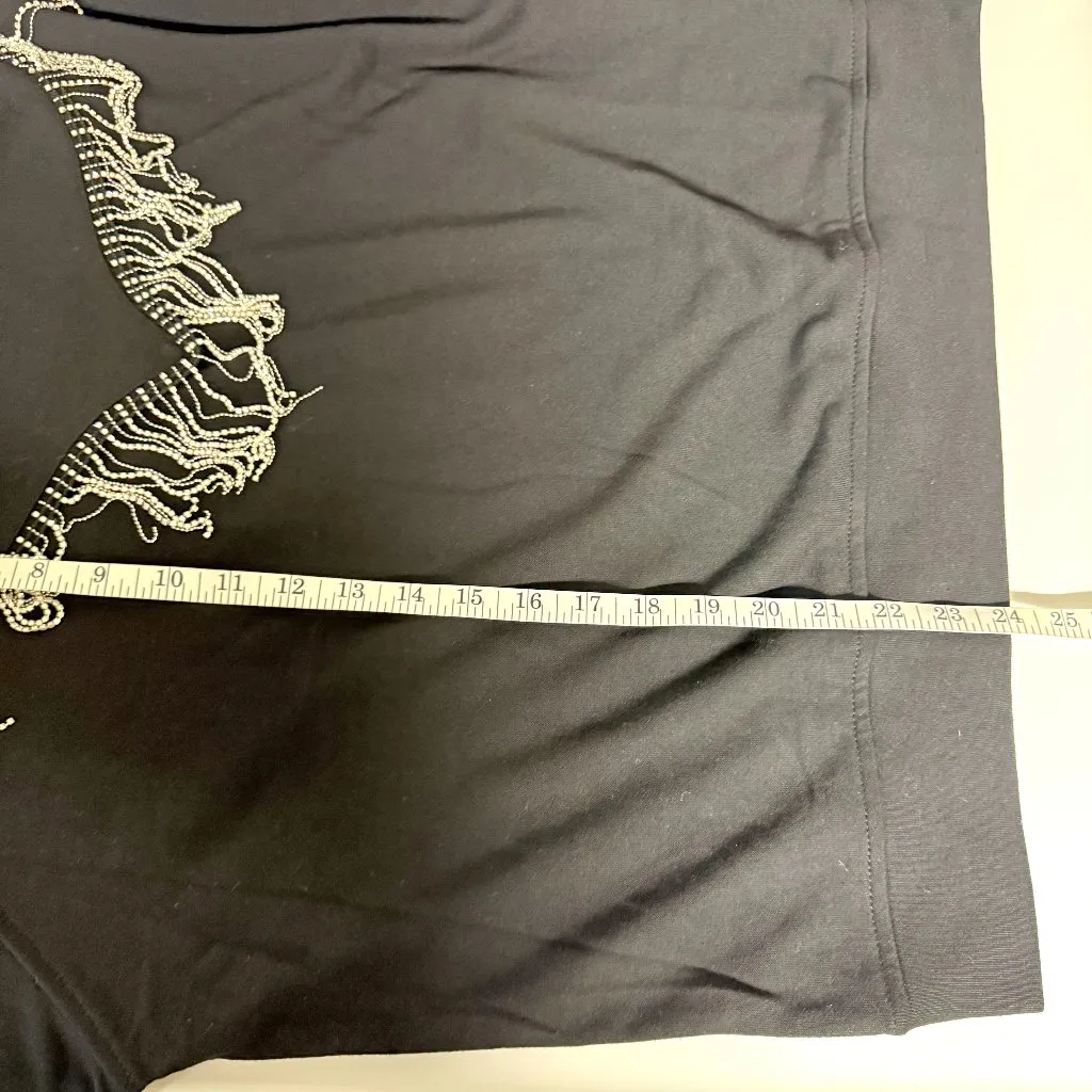 Gilli Rhinestone Tassel Sweatshirt Black Size L - Image 10