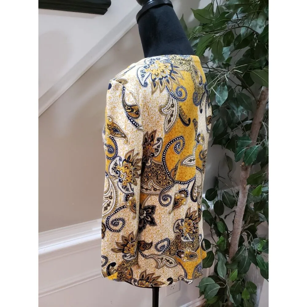 Charter Club Women's Multicolor Pima Cotton Round Neck Long Sleeve Top Blouse S - Image 6