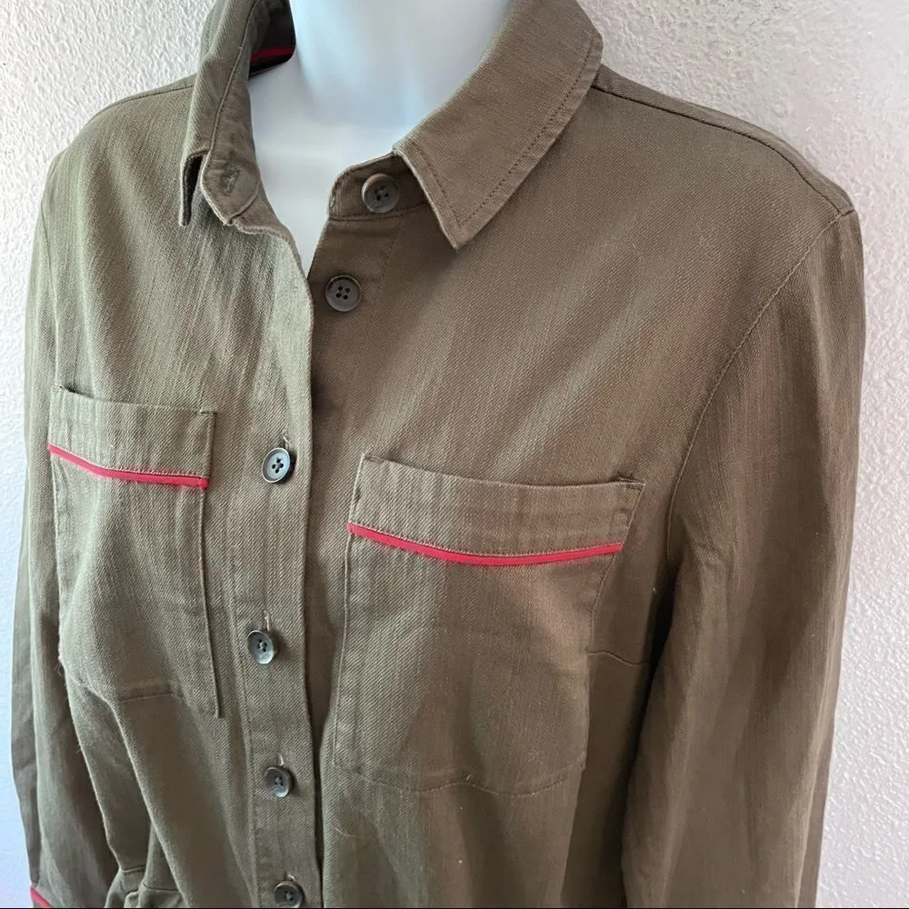 Boden Olive Denim Jumpsuit Green Size 8 - Image 4