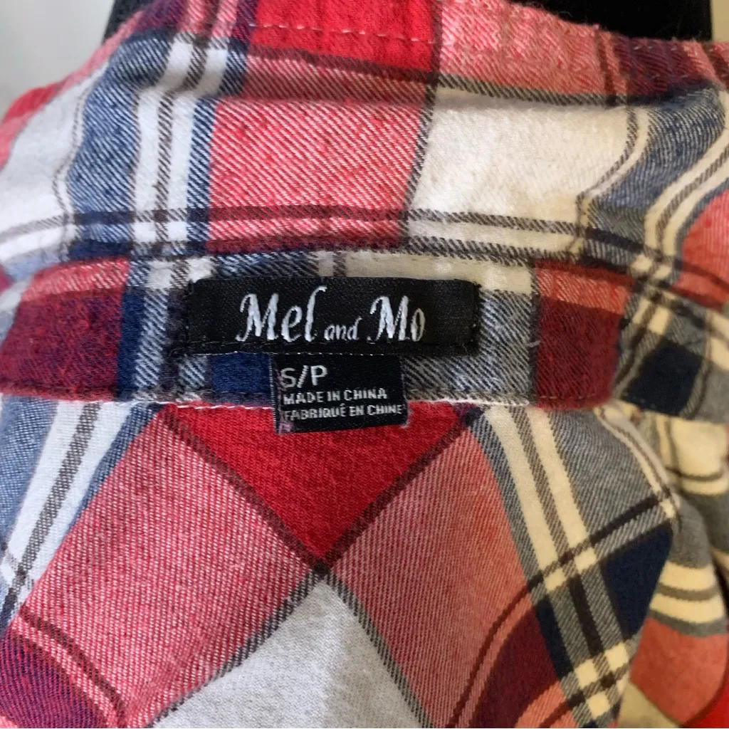 Mel & Mo Red and White Plaid Button - Image 6