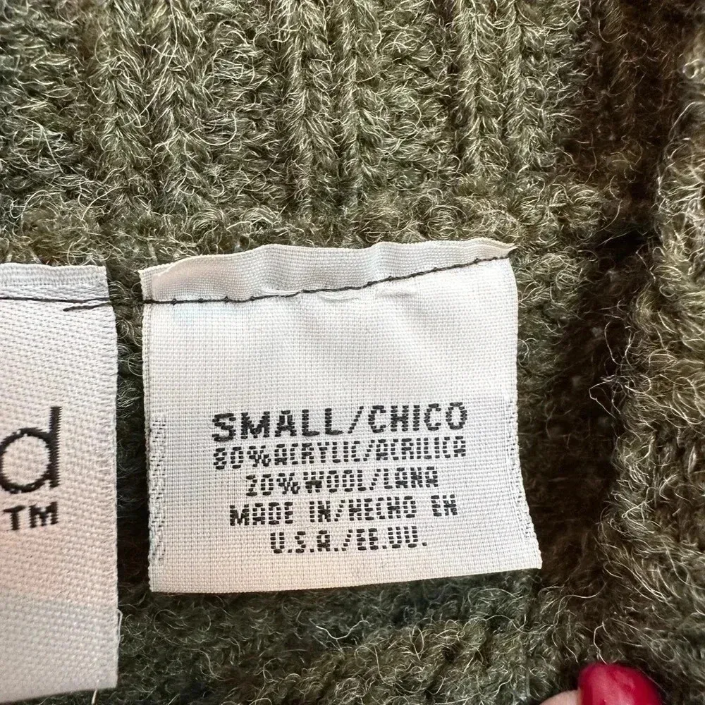 Vintage Kathy Ireland Hunter Green Cream Wool Blend Sweater Size S Small - Image 6