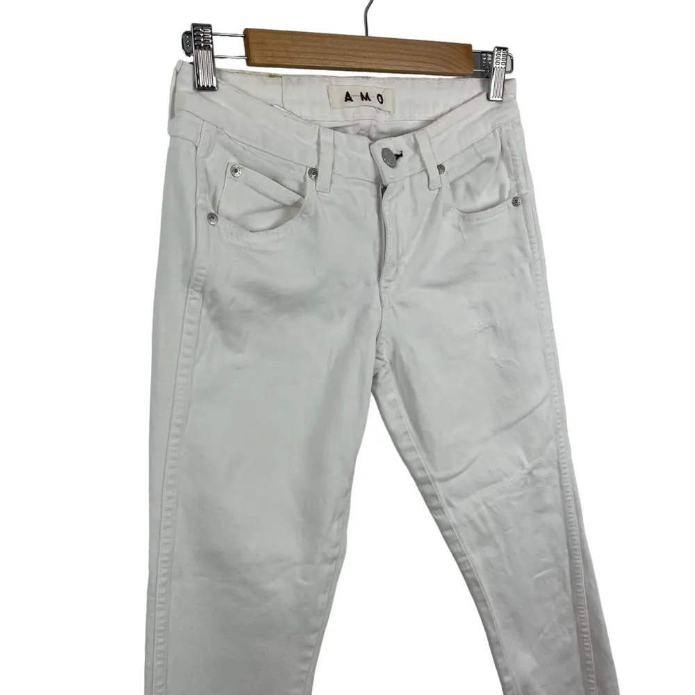 AMO White Twist Seam Midrise Sea Salt Ankle Skinny Jeans Size 26 - Image 6