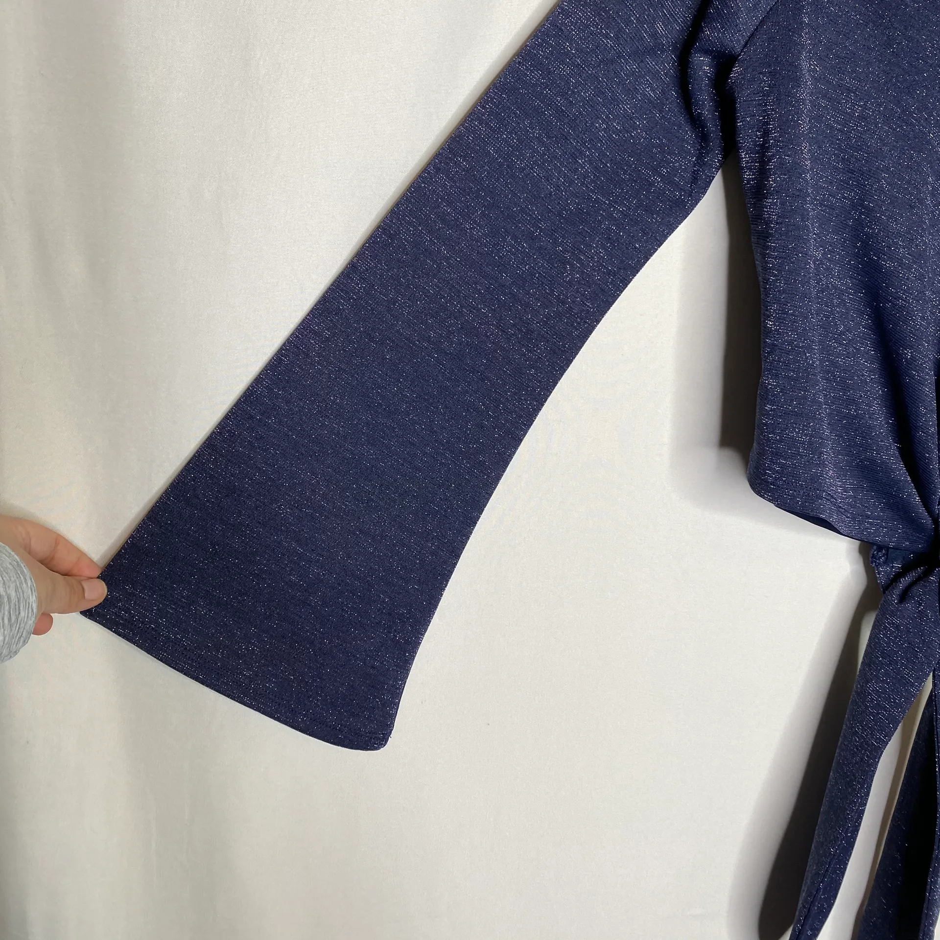 Noelle Wrap Top in Navy Metallic - Image 6