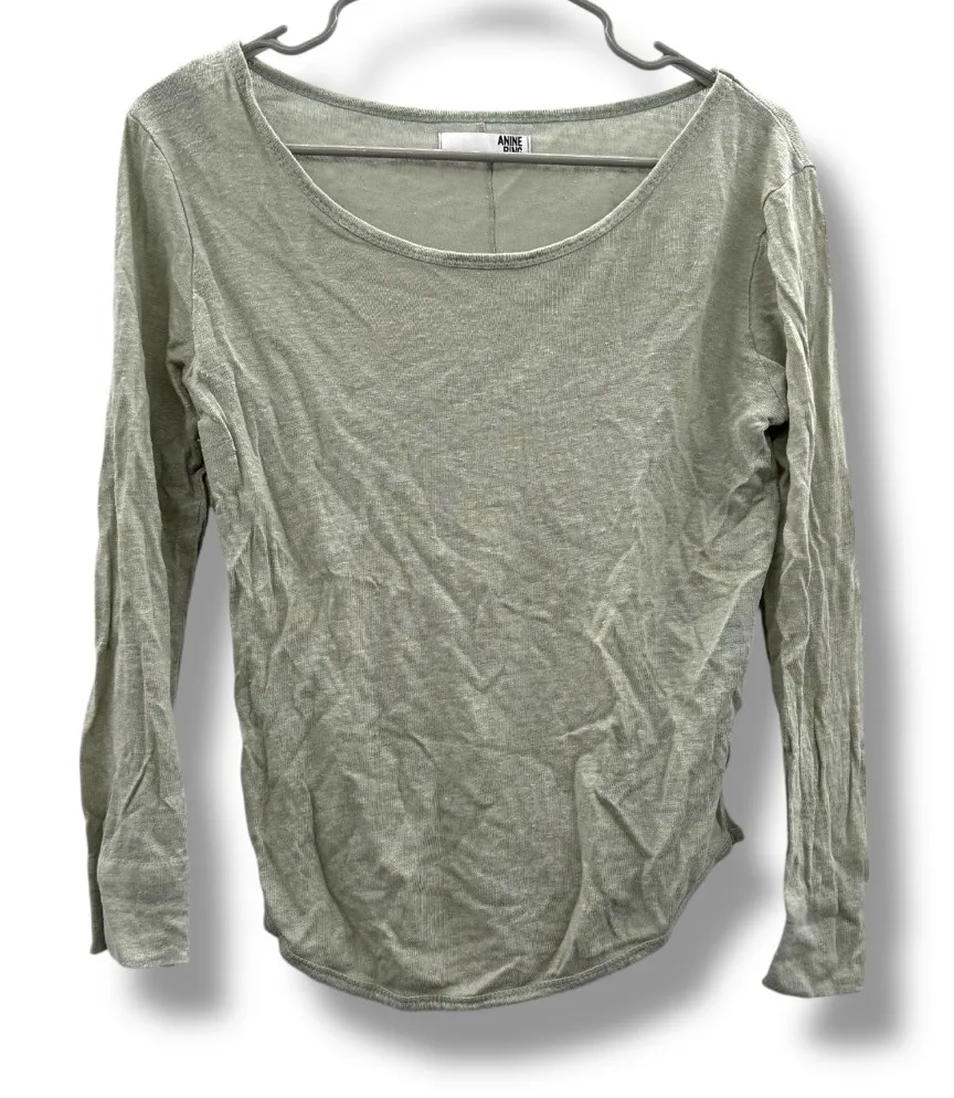 ANINE BING Linen Long Sleeve Top Women’s Size Small Lightweight Scoop Neck - Image 1