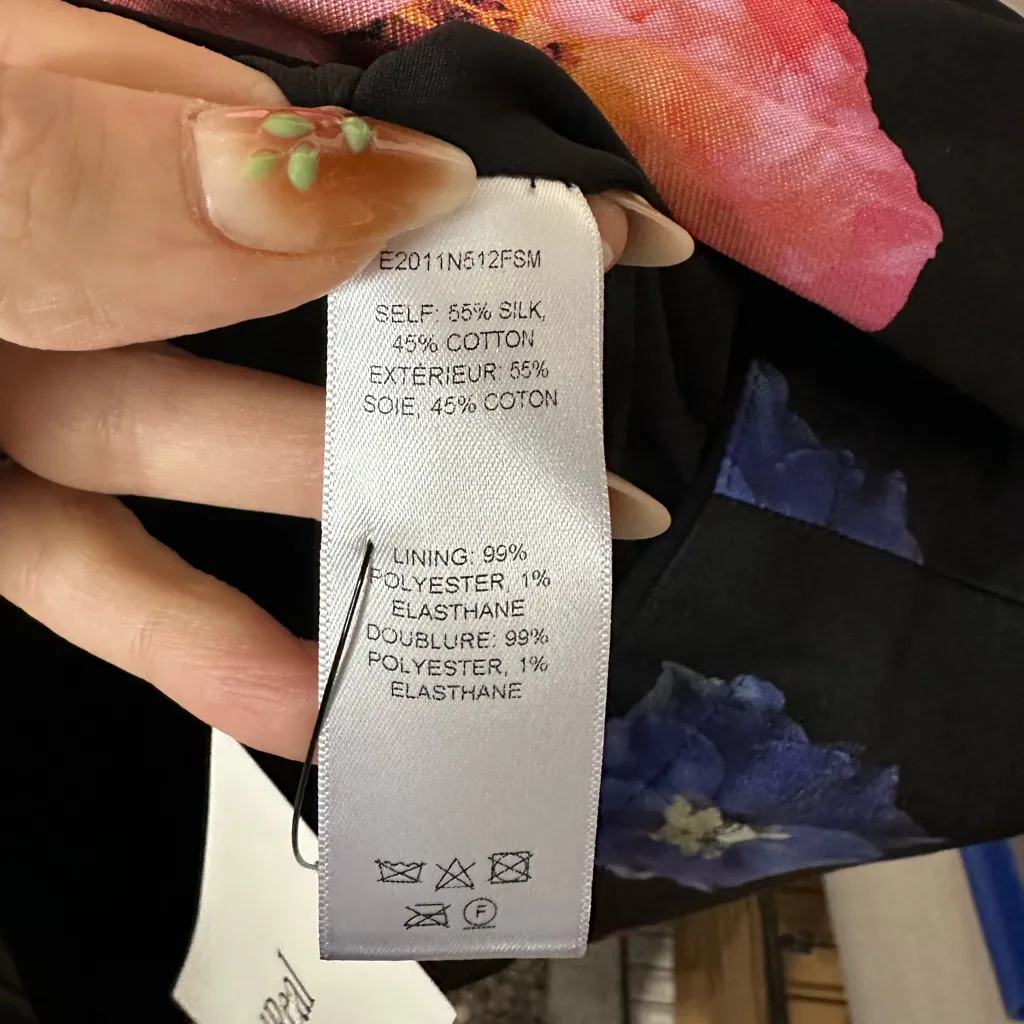 Carolina Herrera short sleeve shift dress black multi floral mini NEW small S20 - Image 11