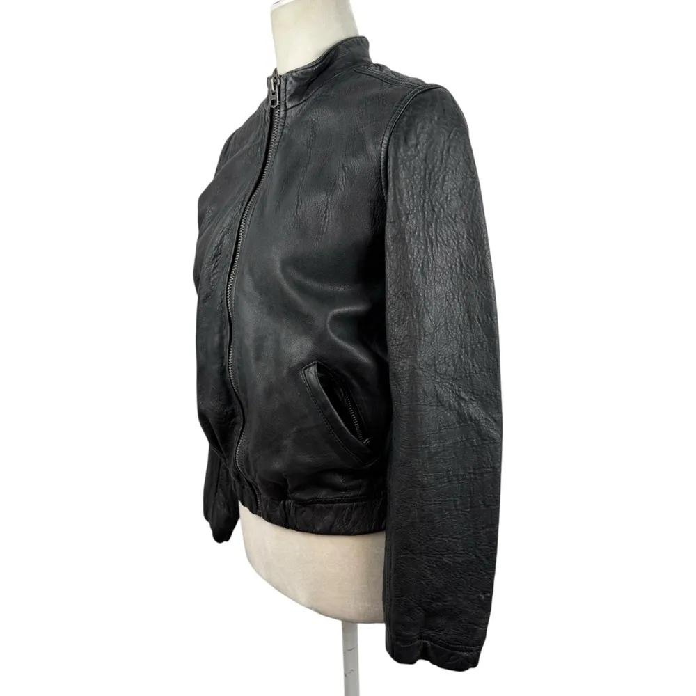 Lucky Brand Ana 100% Lamb Leather Jacket Moto Full Zip Womens Size XS Bomber - Image 4