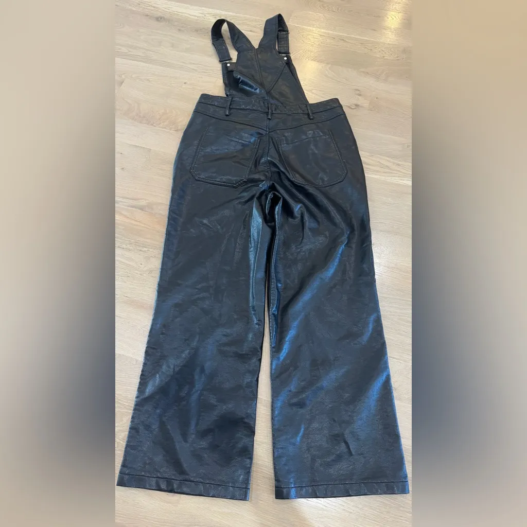 Avec Les Filles Vegan Leather Cargo Overalls black size large - Image 11