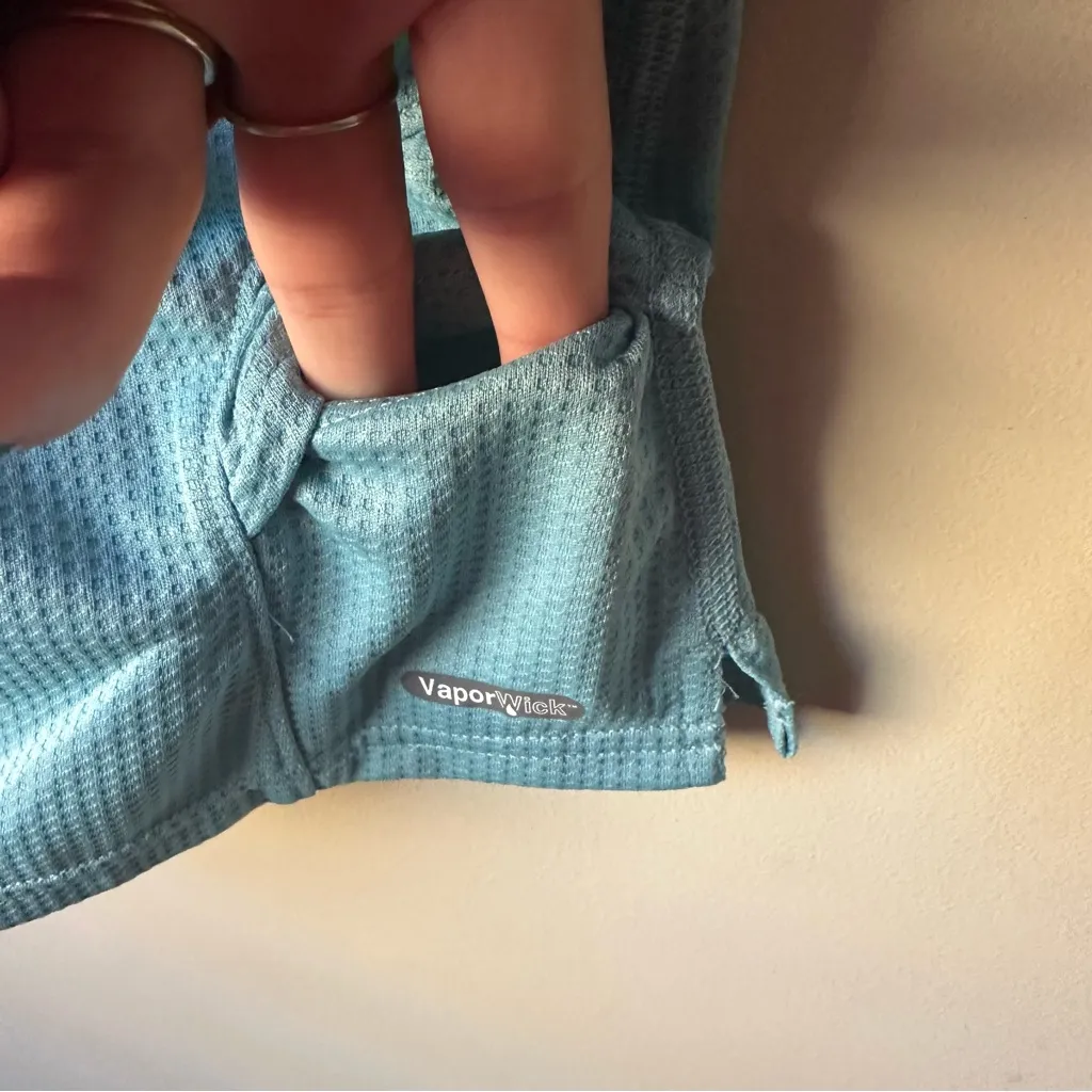 The North Face Vapor Wick Hiking Shirt Womens Medium Blue Stretch Fabric Polo - Image 6