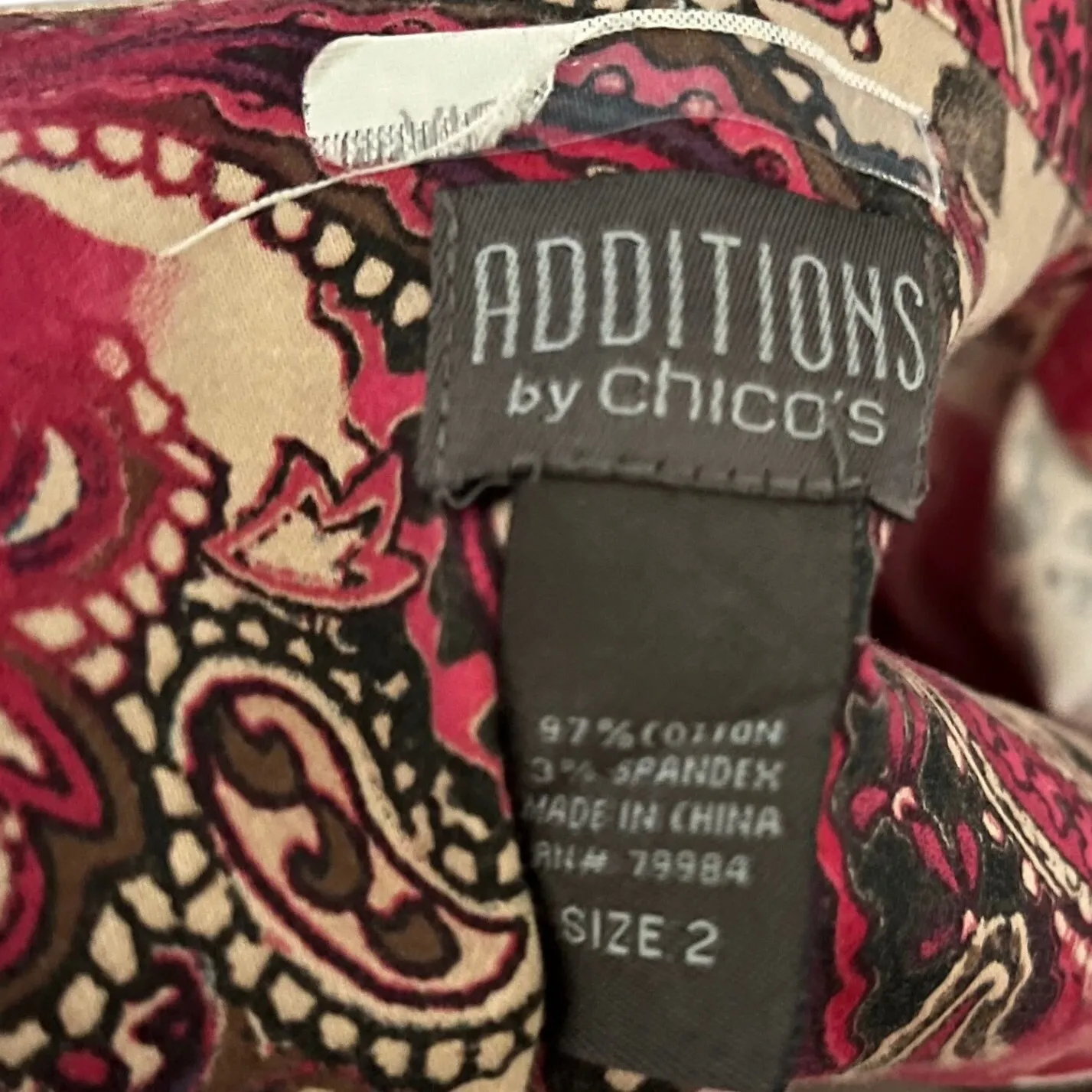 Additions by Chico's Floral Paisley Leopard Print Button Down‎ Top Jacket Sz 2 - Image 4