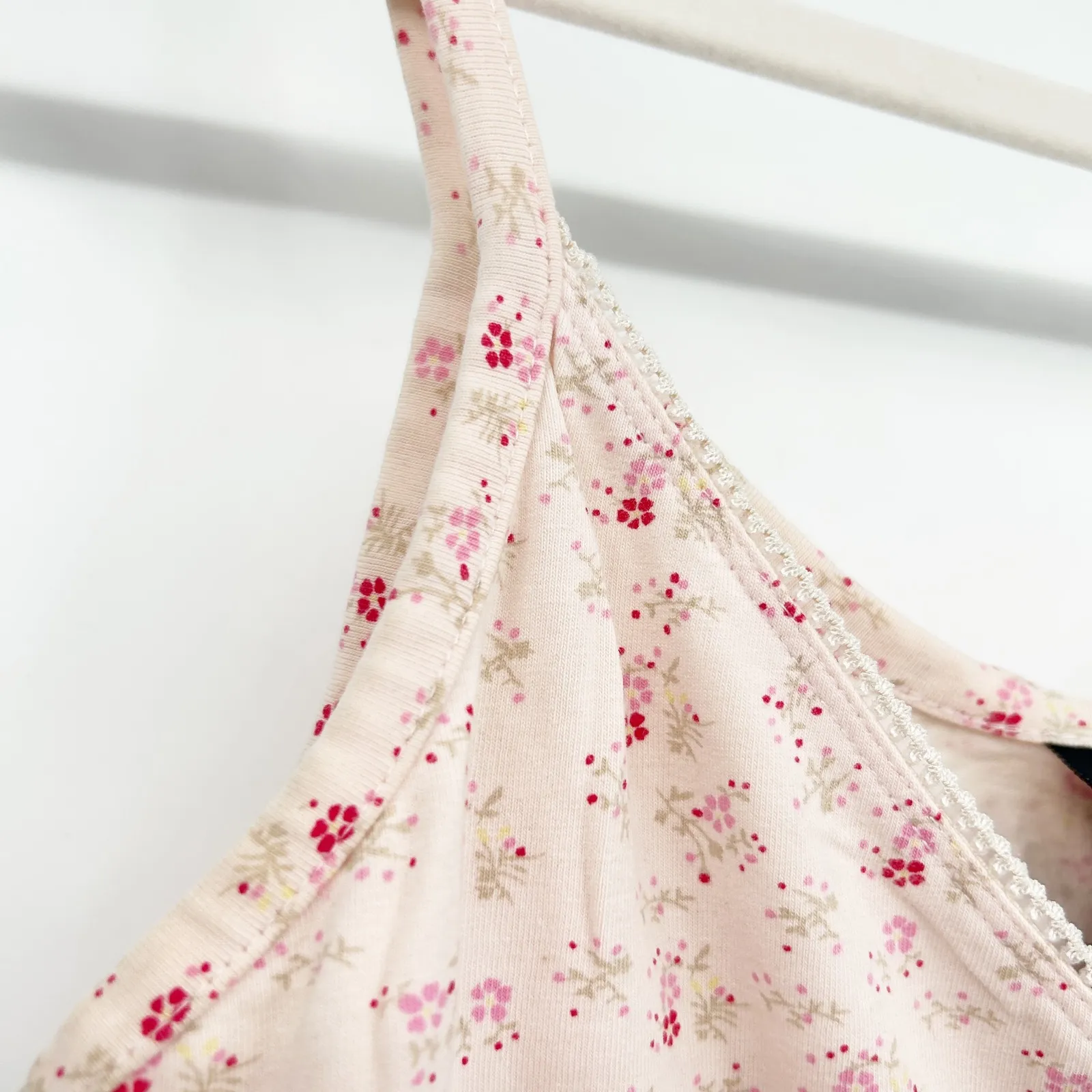 No Boundaries Y2K Coquette Cottagecore Pink Ditsy Floral Lace Trim Cami Tank Top - Image 5