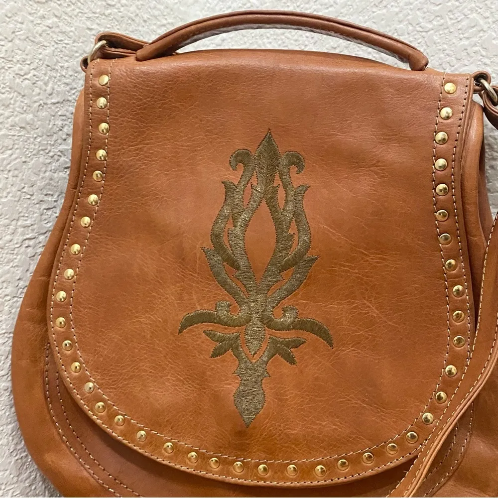 EL VAQUERO Pink Label Brown Leather Studded Handcrafted Saddle Crossbody Bag - Image 7