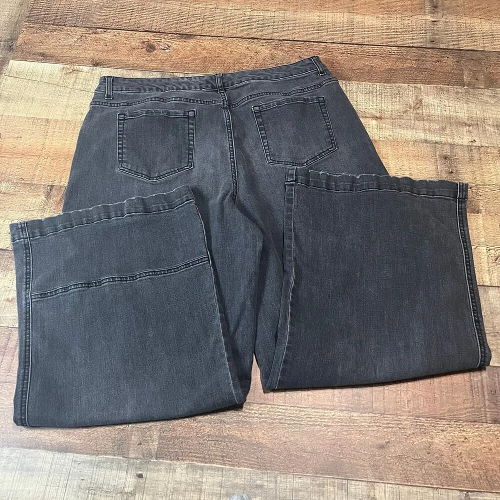 LOGO by Lori Goldstein | Women's Washed Black Wide Leg Crop Jeans Sz 16 - Image 5