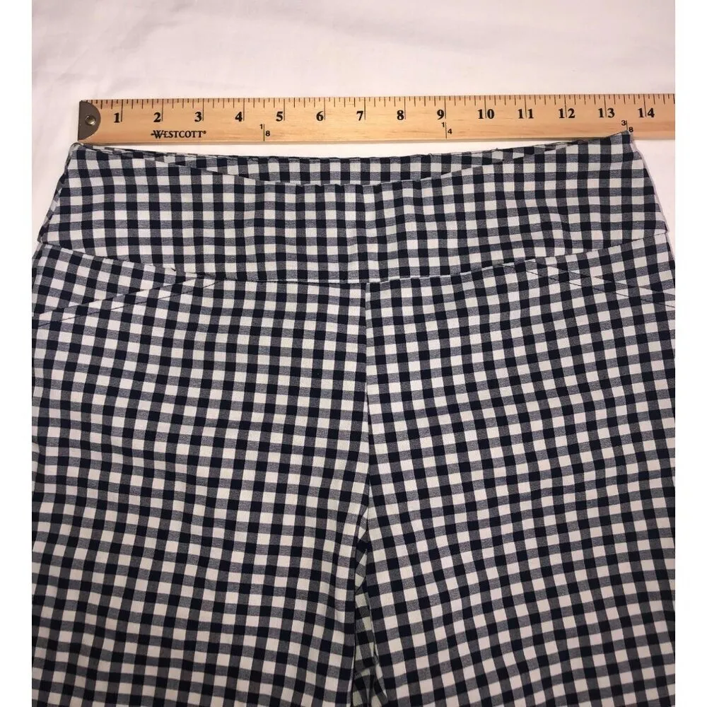 Pants Petite Size 4P Charter Club Cropped Stretch Checkered Gingham Navy Stretch - Image 4