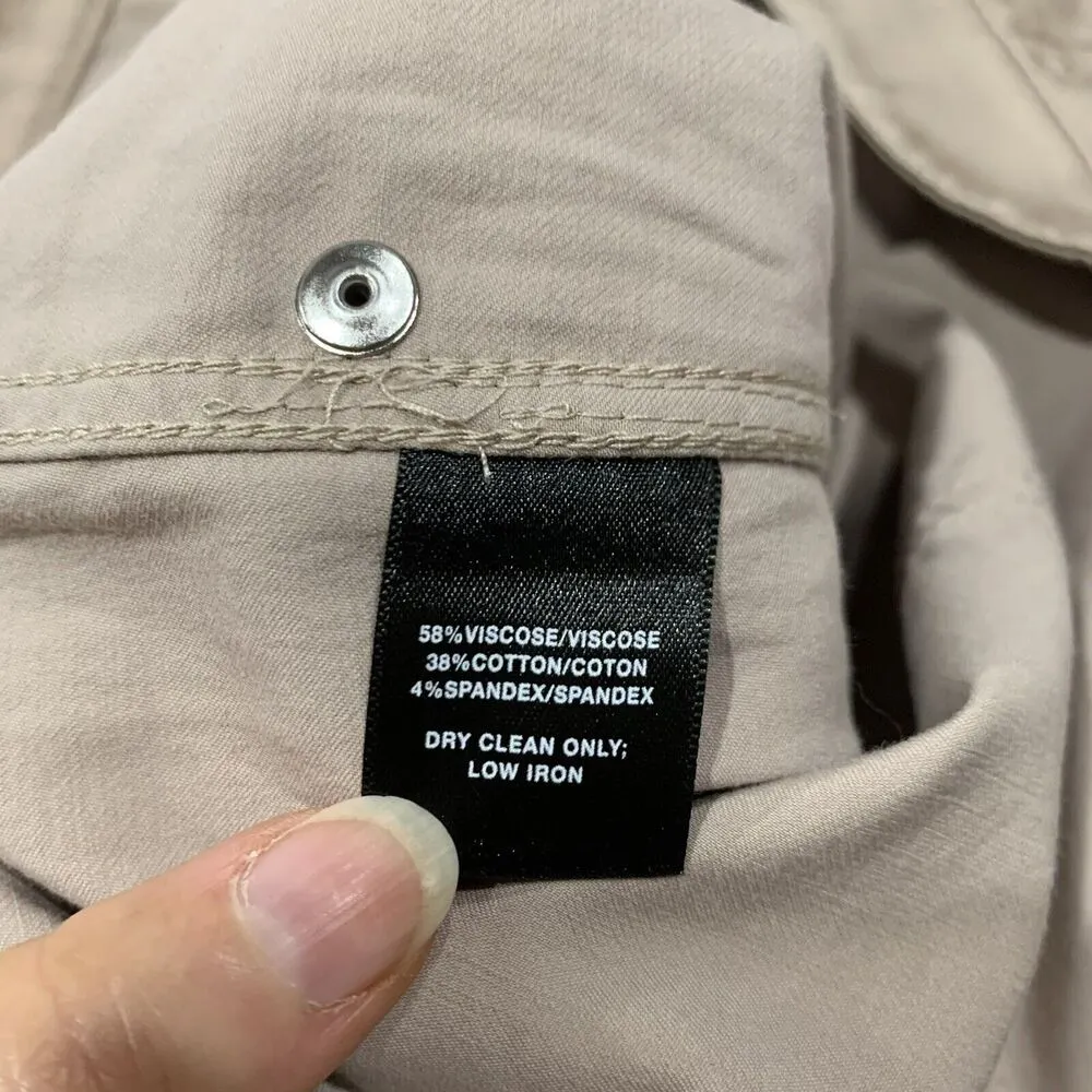 Lafayette 148 New York Size 16 Fulton Champagne Beige Shiny Pant Pockets Women's - Image 8